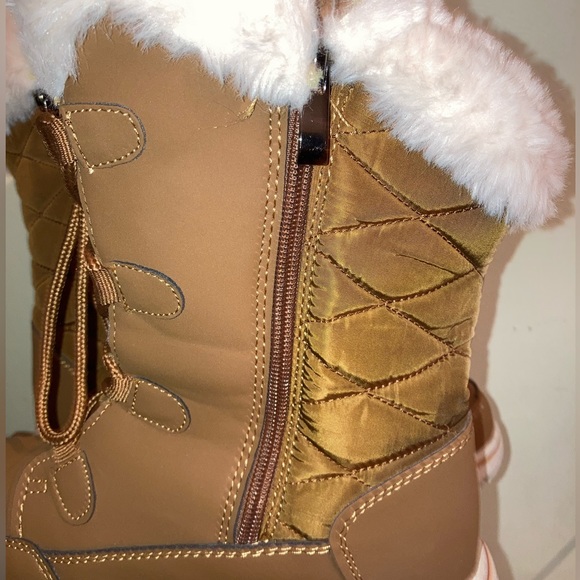 Womens Quilted Duck Cuff Snow Lace Up Waterproof Faux Fur Outdoor Boots USED - Picture 5 of 7